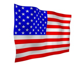 Fototapeta premium Waving flag of the United States of America. Stars and Stripes. State symbol of the USA. 3D illustration