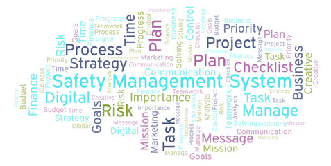 Fototapeta premium Safety Management System word cloud, made with text only.