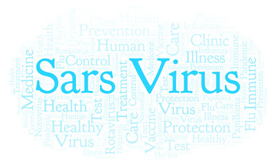 Obraz premium Sars Virus word cloud, made with text only.