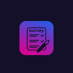 Survey, test vector icon
