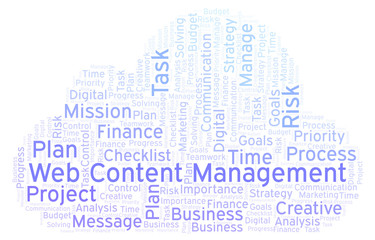 Obraz premium Web Content Management word cloud, made with text only.