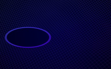 Abstract landscape on a blue background. Cyberspace grid. Mockup. Hi-tech network, technology. Vertical image orientation. 3D illustration