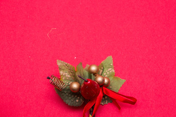 Christmas Fir Tree On Red Background 