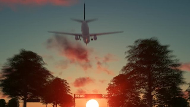 Airplane Arriving to Alicante Airport to Spain