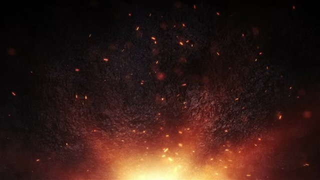 Loop fire and particles cinematic background for motion graphics, VFX and animations etc