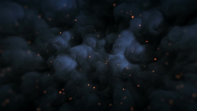 Loop particles and dark clouds cinematic background for motion graphics, VFX and animations etc
