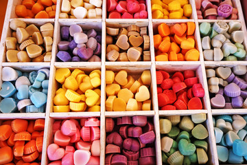 Colorful candy in a box