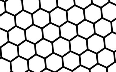 Black honeycomb on a white background. Isometric geometry. 3D illustration