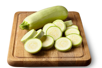 Zucchini on the wooden board