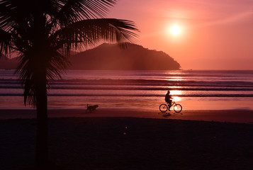 Sunrise in early spring on the beach Pereque in Ubatuba