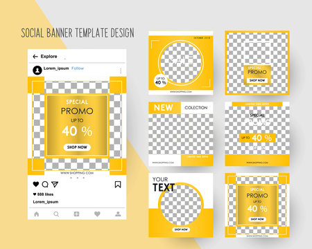 Editable Instagram Post template.  Banners for Digital Marketing with gold color