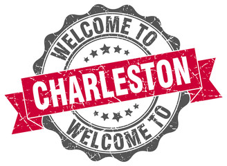 Fototapeta premium Charleston round ribbon seal