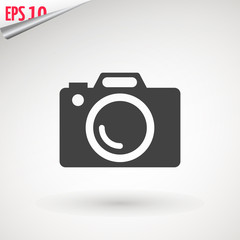 Camera icon, flat photo camera vector isolated. Modern simple snapshot photography sign. Instant Photo internet concept. Trendy symbol for website design, web button, mobile app. Logo illustration.