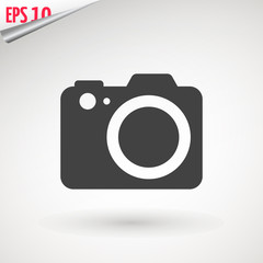 Camera icon, flat photo camera vector isolated. Modern simple snapshot photography sign. Instant Photo internet concept. Trendy symbol for website design, web button, mobile app. Logo illustration.