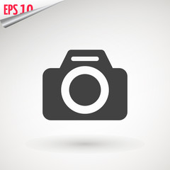 Camera icon, flat photo camera vector isolated. Modern simple snapshot photography sign. Instant Photo internet concept. Trendy symbol for website design, web button, mobile app. Logo illustration.