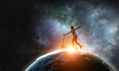 Businesswoman night dream . Mixed media