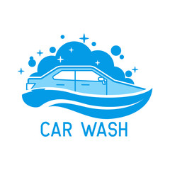 car wash service insignia, vector illustration