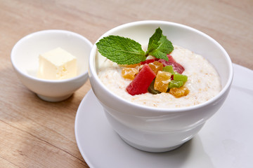 breakfast with oat porridge