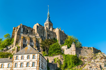 View of Mont-Saint-Michel, a famous abbey in Normandy, France