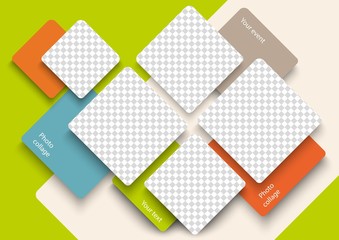 Template for photo collage in modern style. Frames for clipping masks is in the vector file. Template for a photo album with square shapes frames