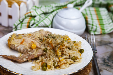 Rice with chicken and vegetables