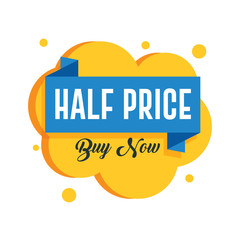 Half Price with Blue Ribbon Banner