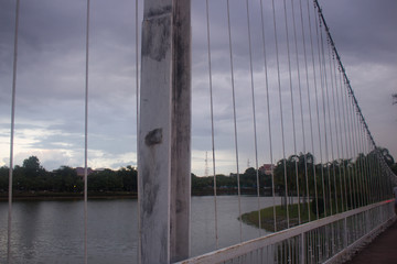 Obraz premium Details of a cable stayed bridge