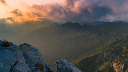 Lights rays from sun during sunrise in Tatra Mountains