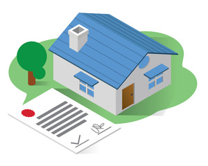 real estate isometric icons concept,real estate illustration vector, home certificate isometric vector illustration