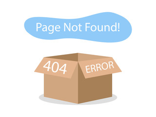 Error 404 page layout vector design with empty box. The page you requested could not be found