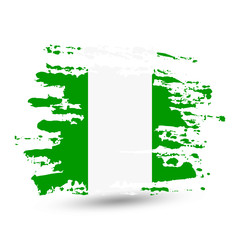 Grunge brush stroke with Nigeria national flag