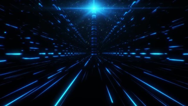 3D Blue Sci-Fi Tower of Babel Tunnel VJ Loop Background