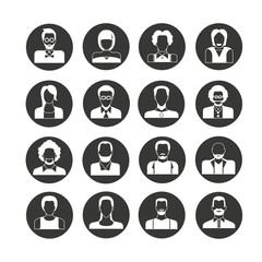 people avatar icon set in circle buttons