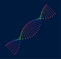 Abstraction of DNA, double helix consisting of colorful dots, eps10 vector