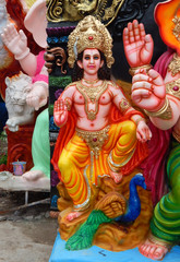 Obraz na płótnie Canvas Close-up view of Indian Hindu God Vishnu idol in a temple