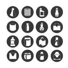 packaging icon set in circle buttons