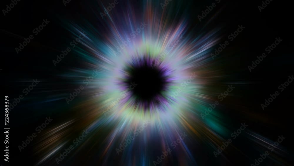 Wall mural light streams into a black hole in outer space (loop).