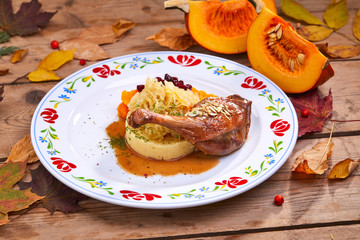 roast duck with cabbage