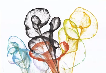 Kunst-abstrakte Blumen. Handaquarellmalerei auf Papier. © Jiwsurreal