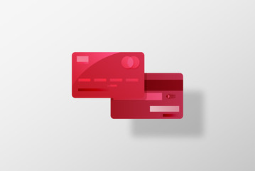 Vector illustration of detailed glossy red credit card isolated on white background