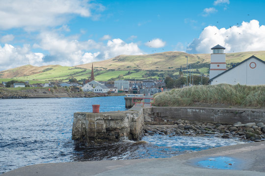 Girvan harbour Looking up to the Town from the harbour Wall