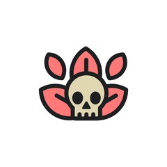 Head Skull Leaf Organic Abstract Illustration Icon Logo Design Template Element Vector