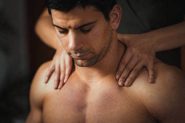 Fototapeta na wymiar Neck Sports Massage Therapy