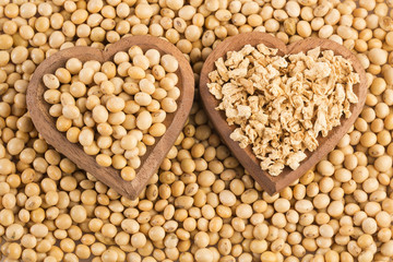 Crushed soybeans - Glycine max. White background