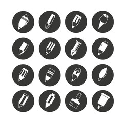 pen icon set in circle buttons