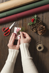Woman wrapping presents