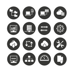 network icon set in circle buttons
