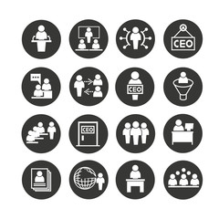 human resource and people icon set in circle buttons