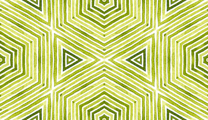 Green Geometric Watercolor. Delicate Seamless Patt