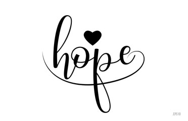 hope typography text with love heart